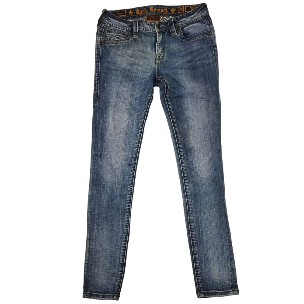 Rock Revival Muna Mid Rise Light Blue Skinny Jeans - Picture 2 of 12